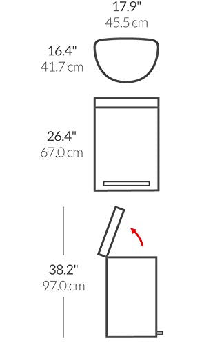 2026 Simplehuman Poubelle de Cuisine Semi-Ronde à Ouverture au Pied 60 Litres avec Couvercle à Fermeture Douce, Acier Inoxydable Brossé