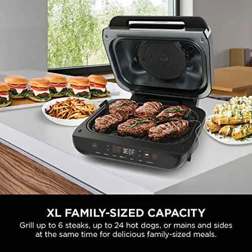 2026 Ninja FG551 Foodi Smart XL Grill d’Intérieur 6-en-1 avec Friteuse à Air 4 Quart – Finition Acier Inoxydable