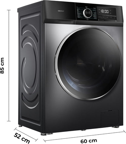 Cecotec Bolero Dresscode 10500 Inverter Steel A. Lave-linge 10 kg Steel, 1400 tr/min, Moteur Inverter Plus, Vapeur, Classe A.