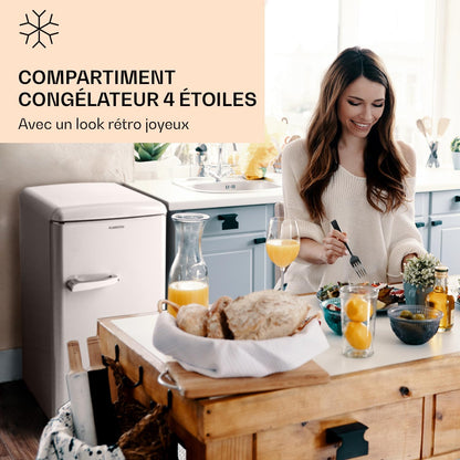 KLARSTEIN Laika - Congélateur, volume total 60 litres, thermostat à 5 niveaux, 0 à -18°C, 3 grilles, pose libre, design rétro - rouge