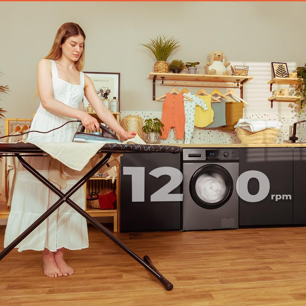 Cecotec Lave-Linge 9Kg Chargement Frontal Bolero Dresscode 9410 Inverter A. 1900W, 1400 tr/min Réglable, 16 Programmes, Faible Consommation d'Énergie, Vapeur, Stérilisation du Linge