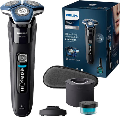 2026 Rasoir Électrique pour Hommes Philips Wet & Dry Series 7000 avec Tondeuse Rétractable, Support de Charge, Étui de Voyage et Cartouche Quick Clean (Modèle S7886/55)