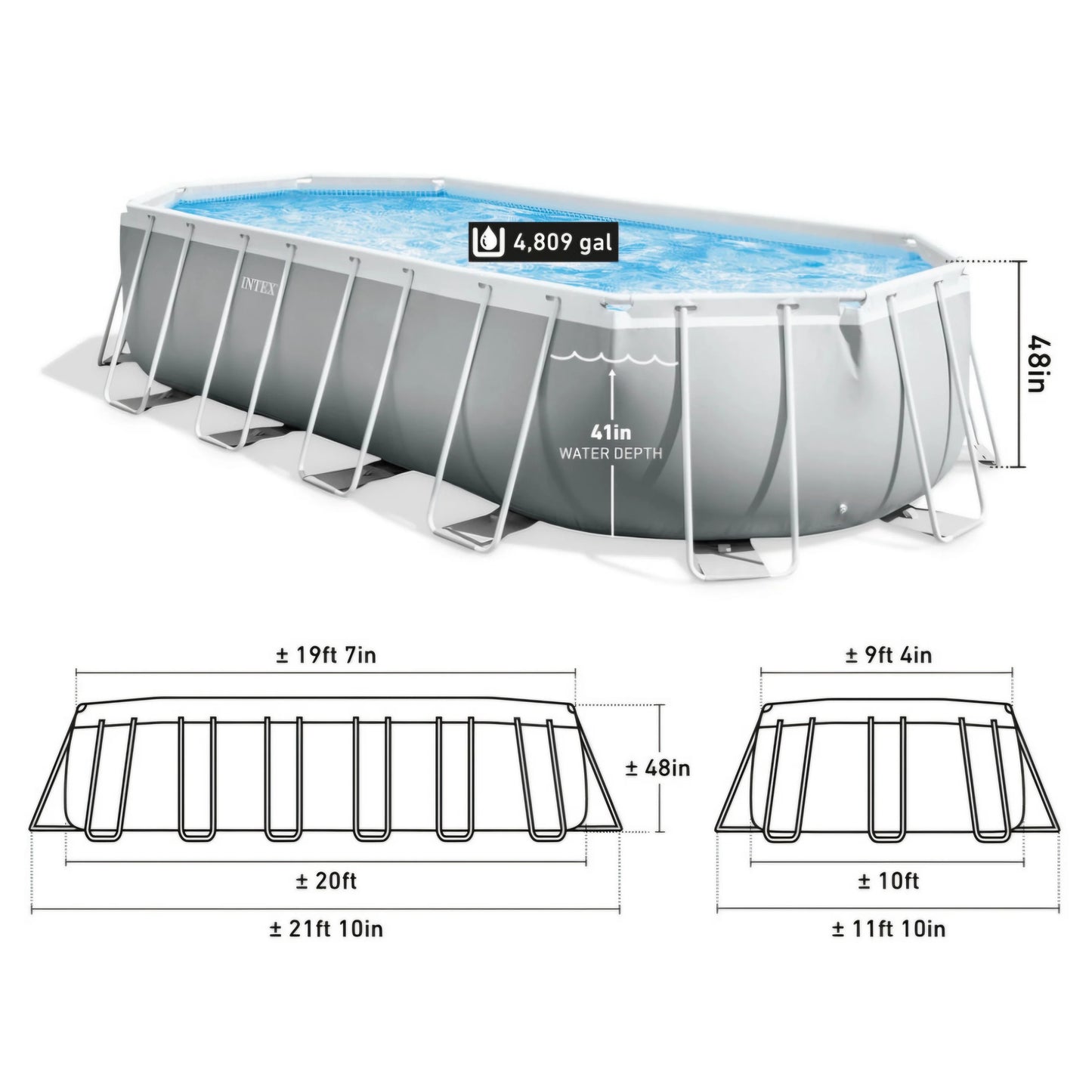 2026 Intex Prism Frame Ovale – Piscine Hors-sol 6,1 x 3,05 m, Cadre Acier Robuste, Pompe et Échelle Incluses, Édition Limitée