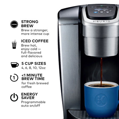 2026 Keurig K-Elite – Machine à Café à Dosettes K-Cup à Portion Unique, Finition Brossée Slate, Programmable pour Café Chaud et Glacé