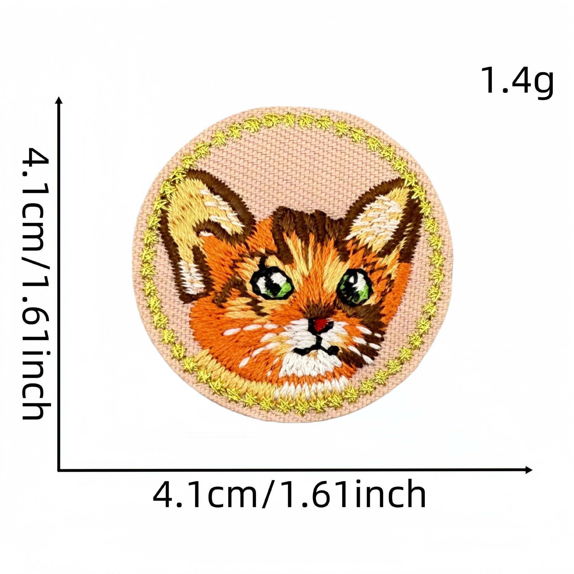 round animal face embroidered patches cat dog fox iron on