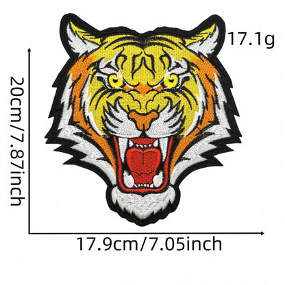 tiger head embroidered patches large animal design iron on