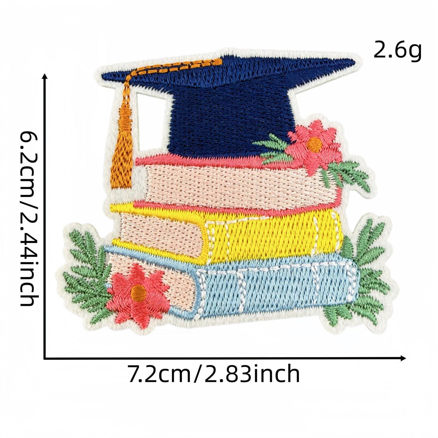 graduation embroidered patches cap trophy design iron on