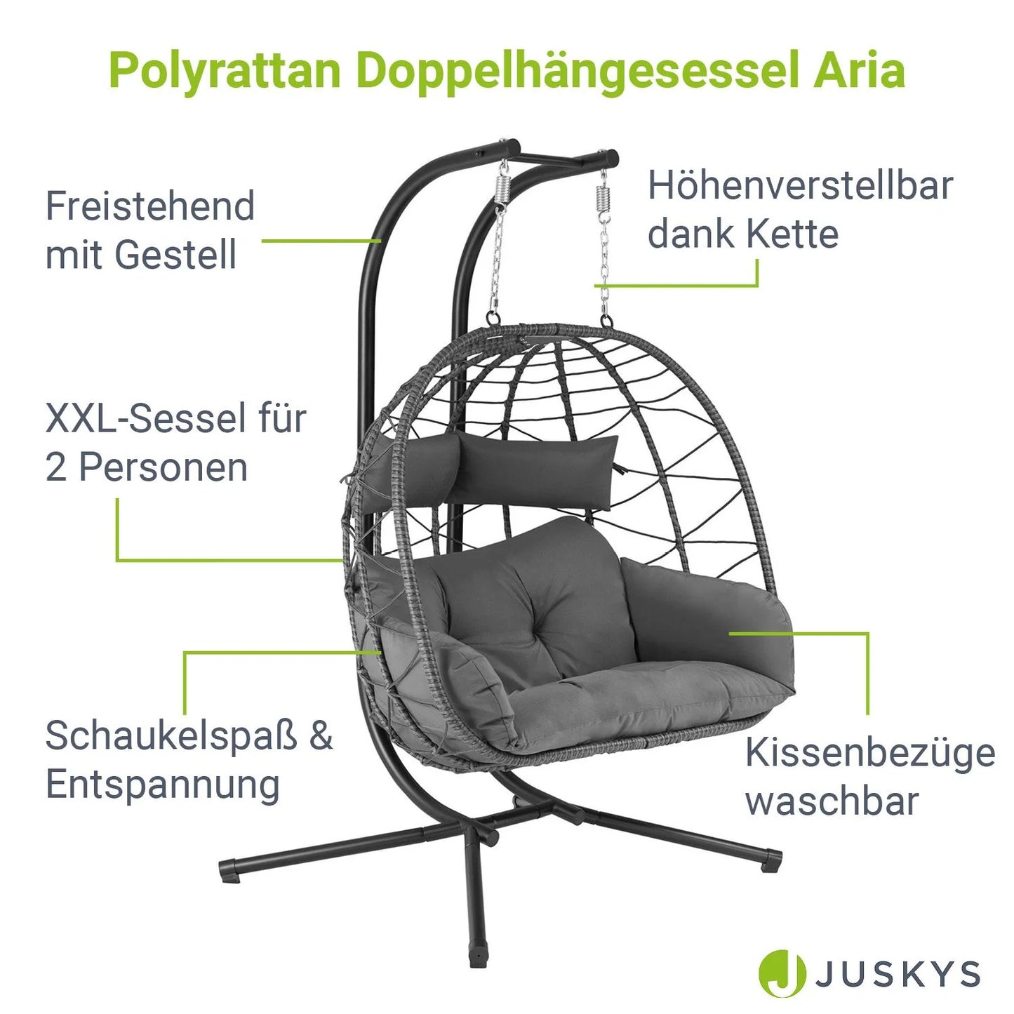 Fauteuil suspendu double en polyrotin Aria 2026
