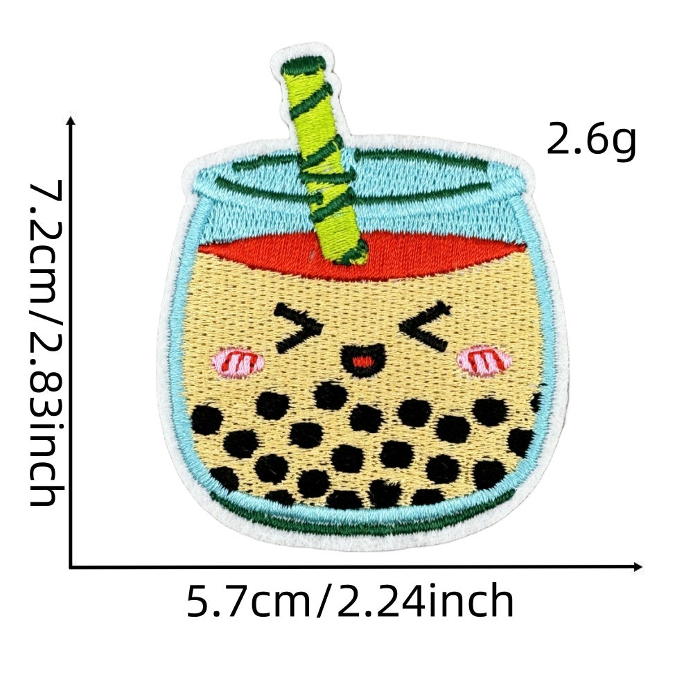 cute food embroidered patches burger boba ice cream iron on