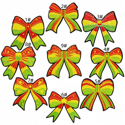 bow embroidered patches iron on multicolor