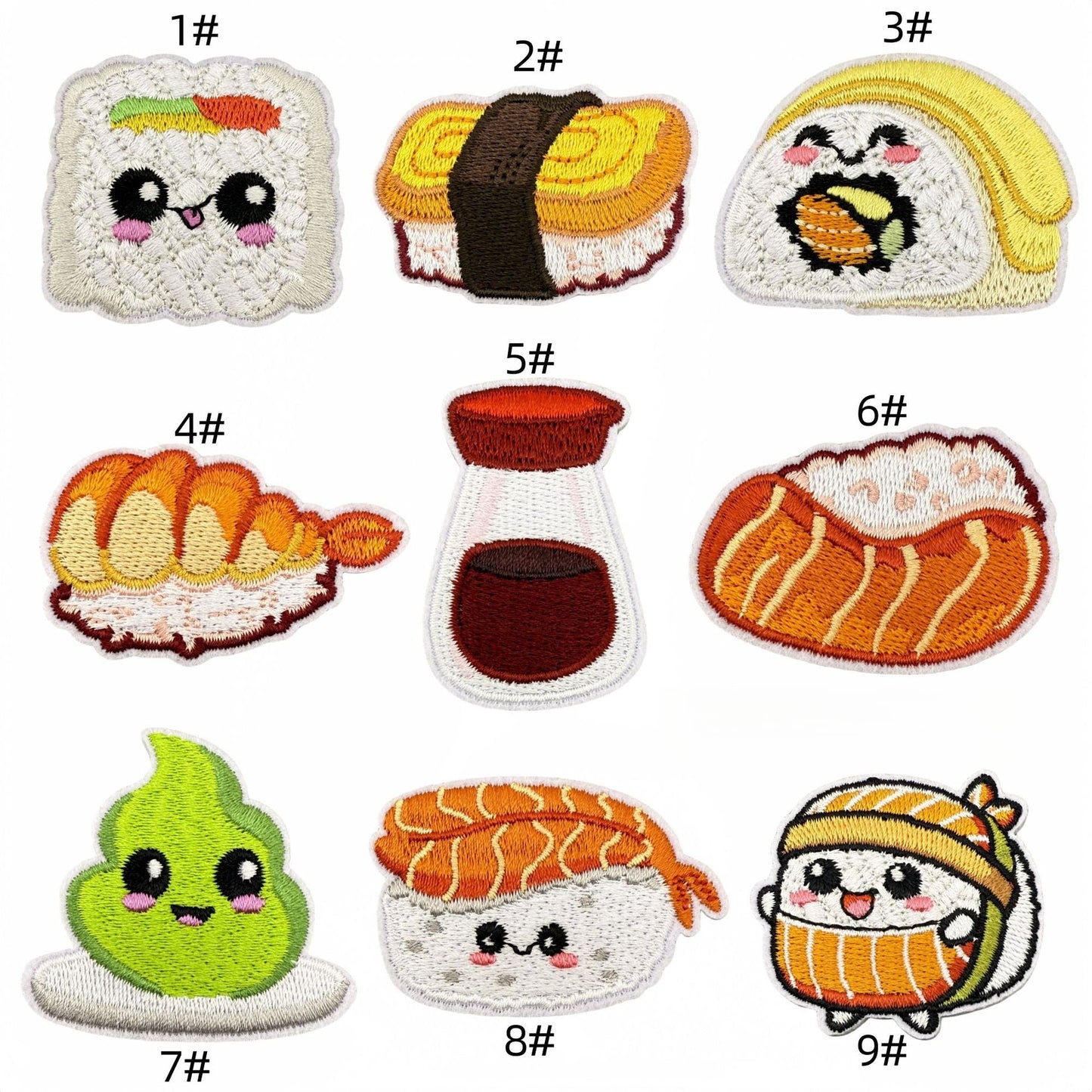 sushi embroidered patches Japanese food design iron on