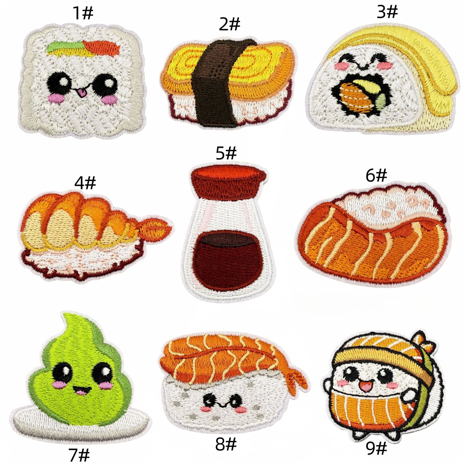sushi embroidered patches Japanese food design iron on