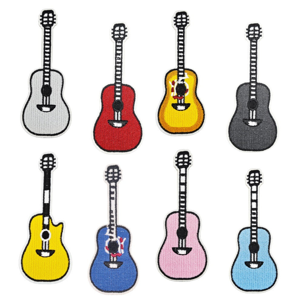 colorful guitar embroidered patches music instrument iron on