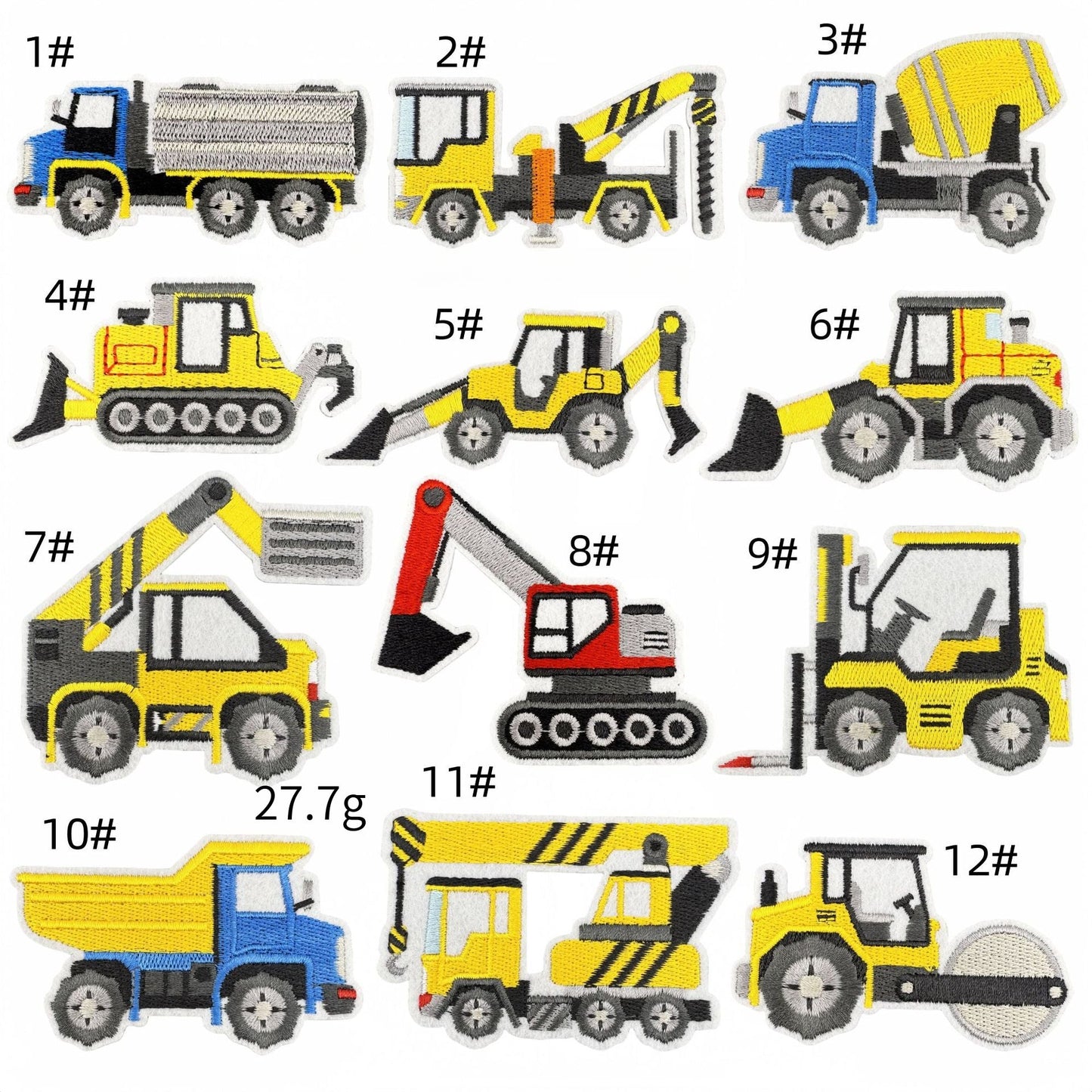 construction vehicle embroidered patches excavator truck iron on