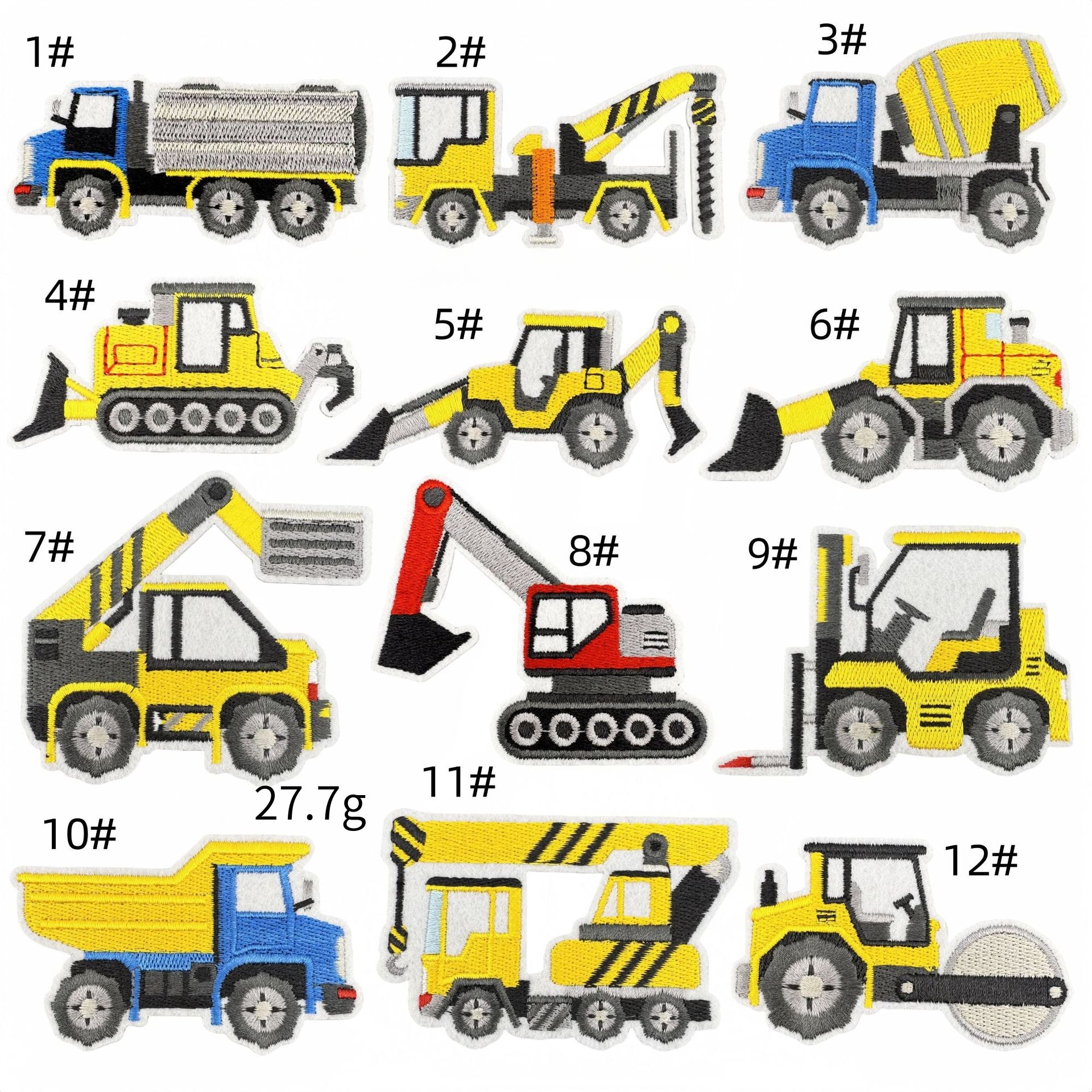 construction vehicle embroidered patches excavator truck iron on