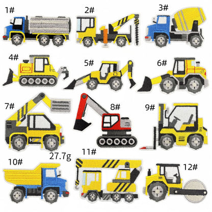 construction vehicle embroidered patches excavator truck iron on