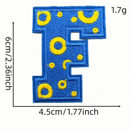 26 letter embroidered patches polka dot pattern A to Z iron on