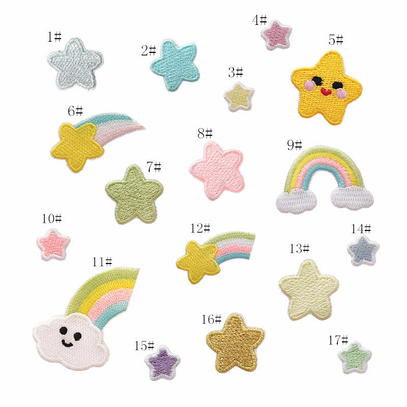 star rainbow embroidered patches peel and stick self adhesive