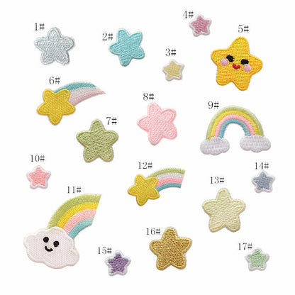 star rainbow embroidered patches peel and stick self adhesive