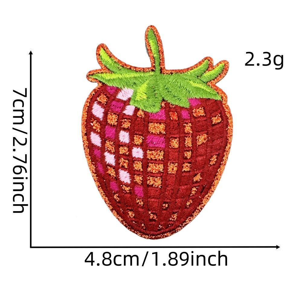 checkered fruit embroidered patches sparkling design iron on