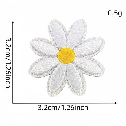 daisy flower embroidered patches multicolor floral set iron on
