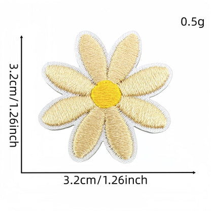 daisy flower embroidered patches multicolor floral set iron on