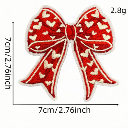 red bow embroidered patches iron on multicolor