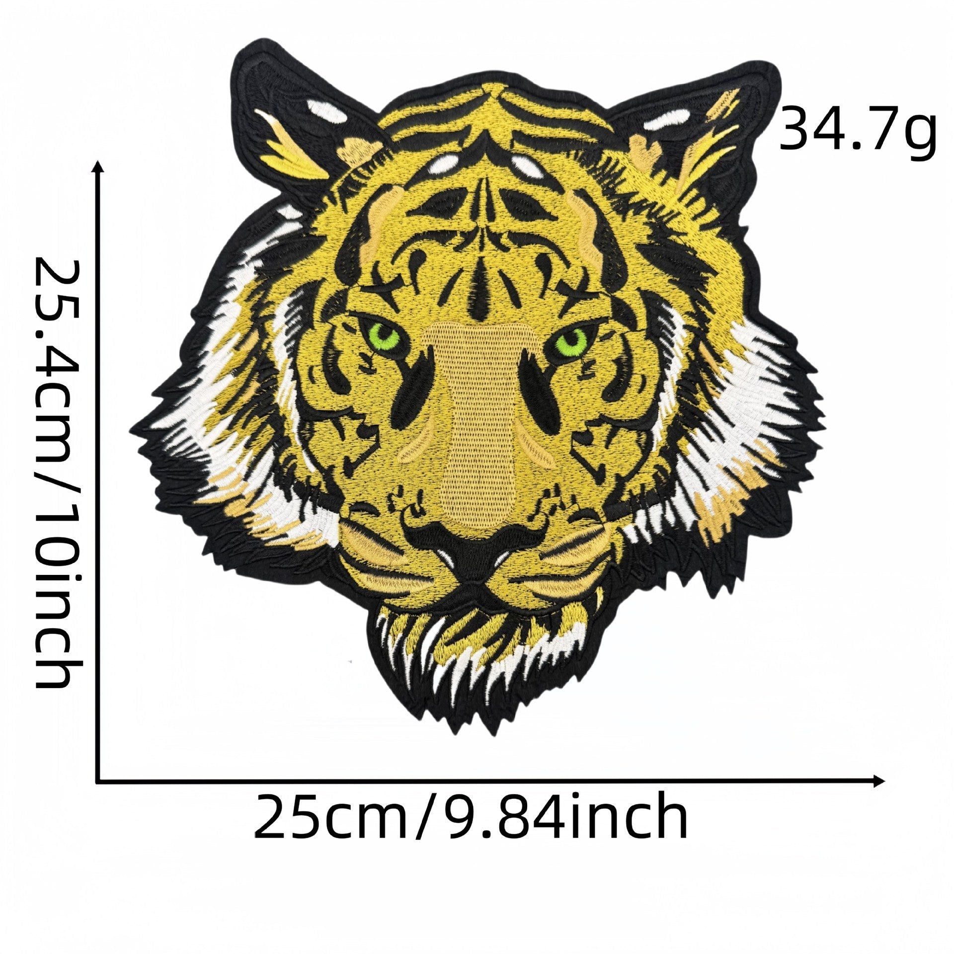 tiger head embroidered patches large animal design iron on