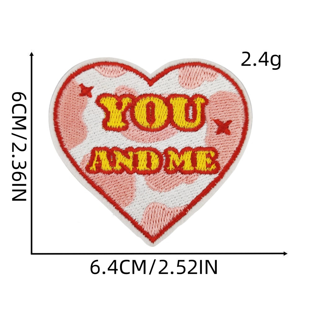 love heart embroidered patches cherry floral design iron on