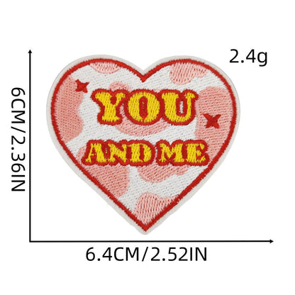 love heart embroidered patches cherry floral design iron on