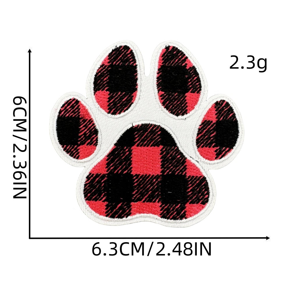colorful animal paw print embroidered patches iron on
