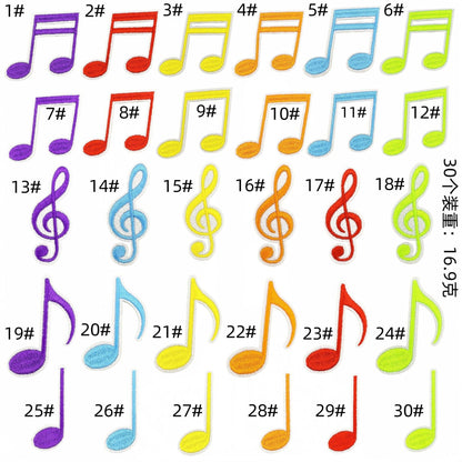 colorful music note embroidered patches iron on
