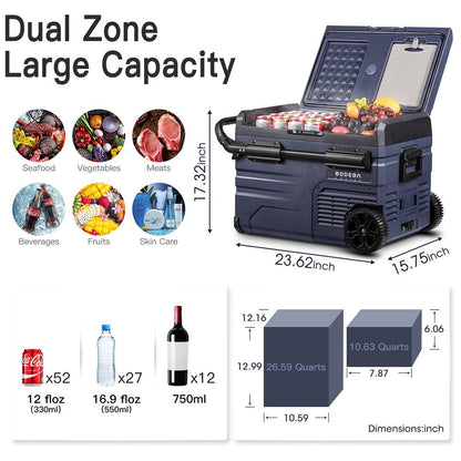 Réfrigérateur/congélateur portable 12 volts 37 pintes (2026) pour voiture, idéal pour le camping, les voyages, les camping-cars et compatible avec une application mobile.