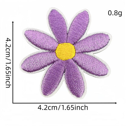 daisy flower embroidered patches multicolor floral set iron on