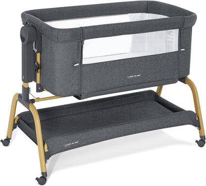 Berceau à bascule 2026 pour bébé, berceau cododo avec matelas confortable et roulettes, réglable en hauteur sur 6 positions, facilement pliable, berceau cododo portable pour nouveau-nés
