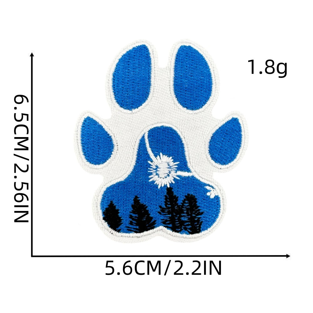 colorful animal paw print embroidered patches iron on
