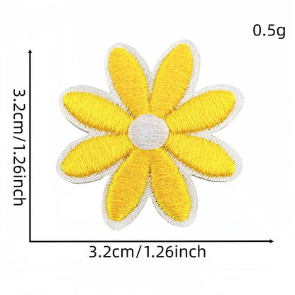 daisy flower embroidered patches multicolor floral set iron on