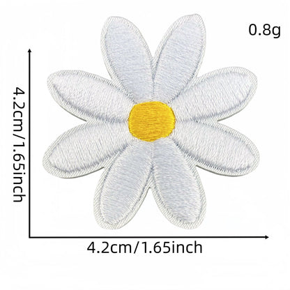 daisy flower embroidered patches multicolor floral set iron on