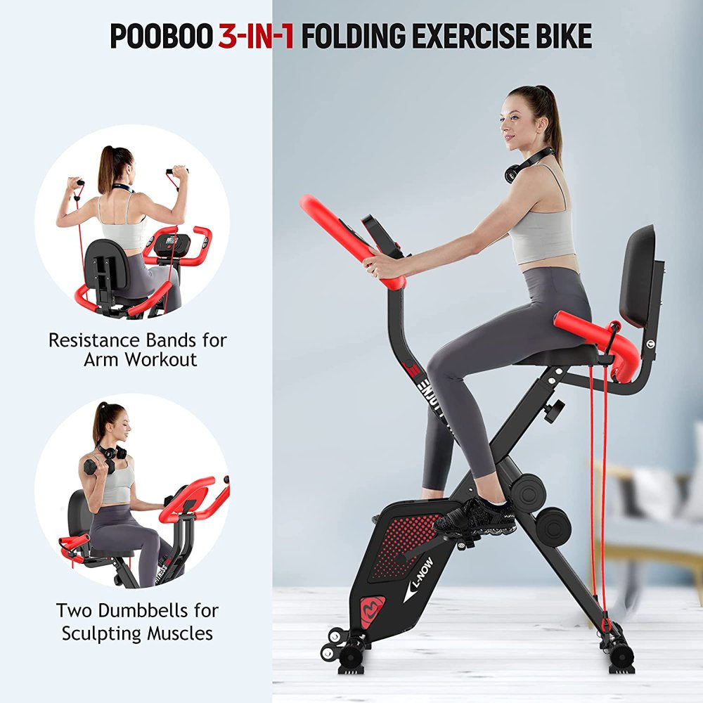 Vélo d'entraînement pliable Pooboo 3 en 1 pour la maison, supportant jusqu'à 136 kg (300 lb).