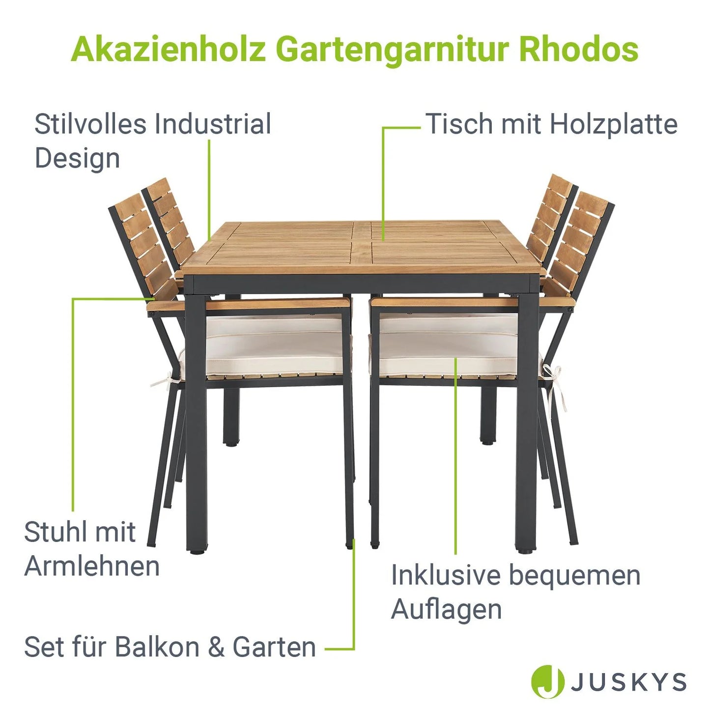Ensemble de mobilier de jardin en bois d'acacia 2026 Rhodos
