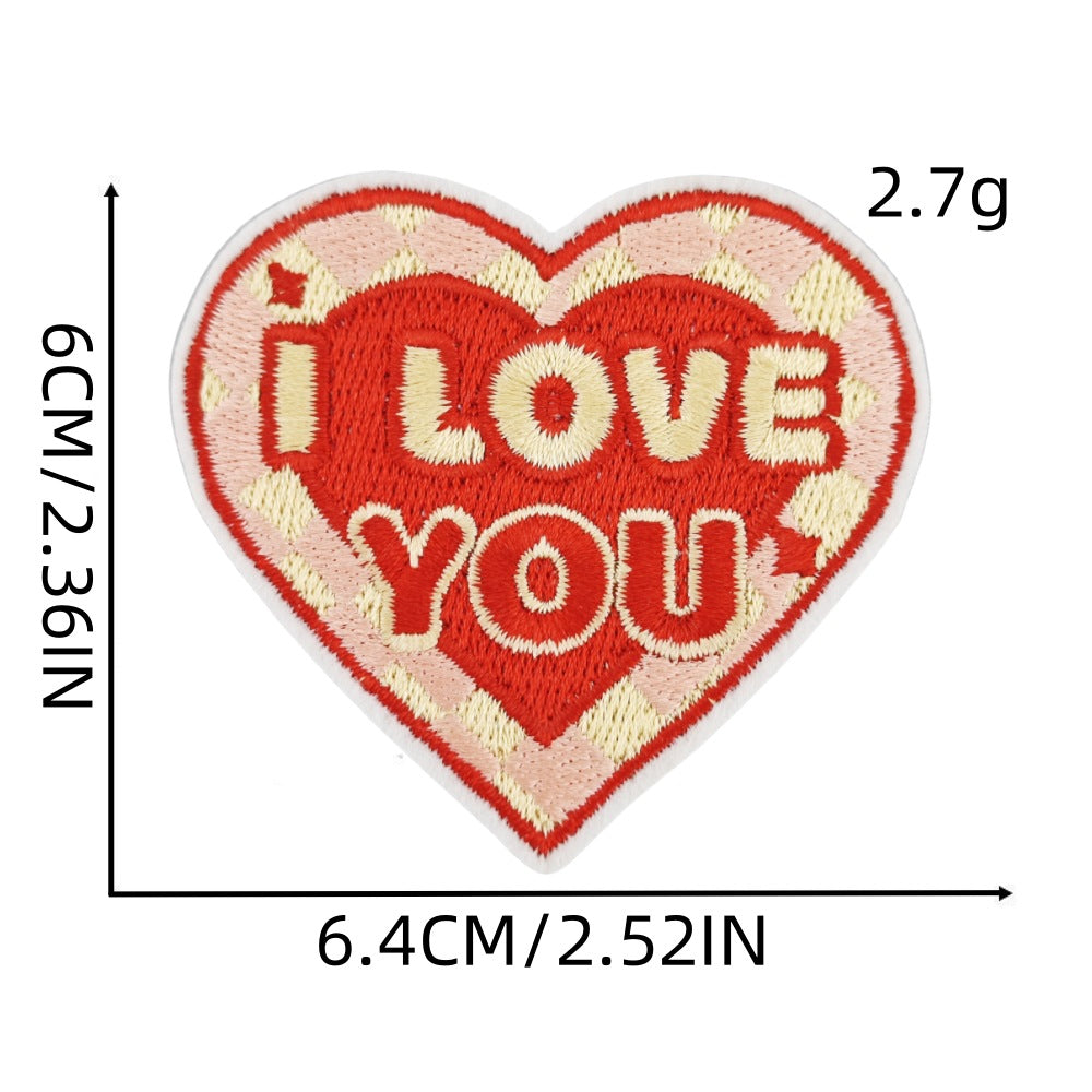 love heart embroidered patches cherry floral design iron on