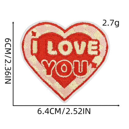 love heart embroidered patches cherry floral design iron on