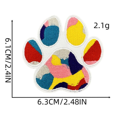 colorful animal paw print embroidered patches iron on