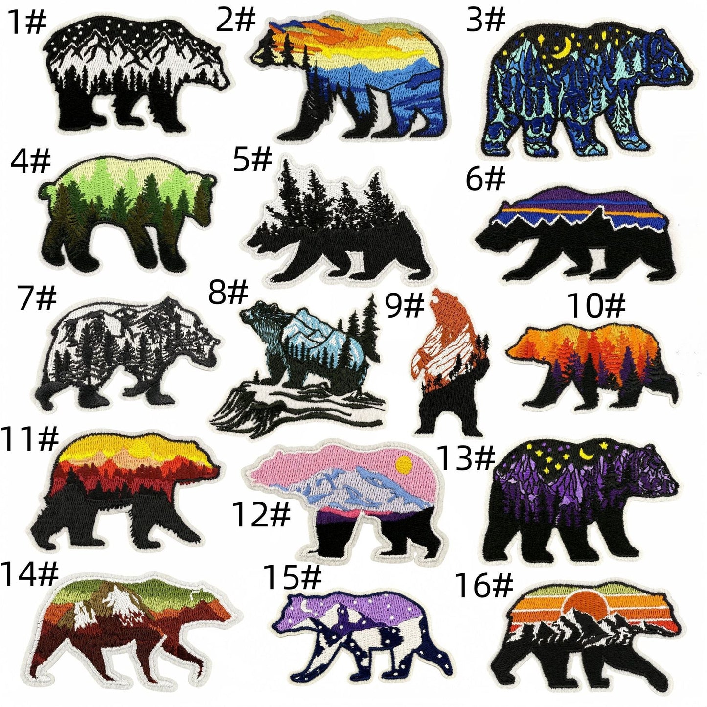 scenic bear embroidered patches nature landscape design iron on
