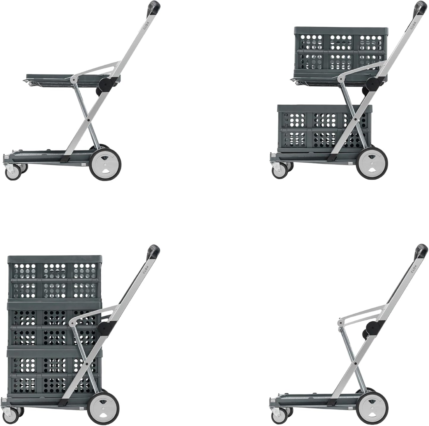 Chariots pliables, fonctionnels et polyvalents 2026 | Chariot pliable mobile | Chariot de courses avec boîte de rangement (noir)