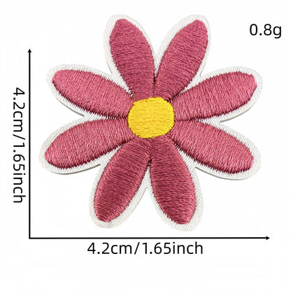 daisy flower embroidered patches multicolor floral set iron on