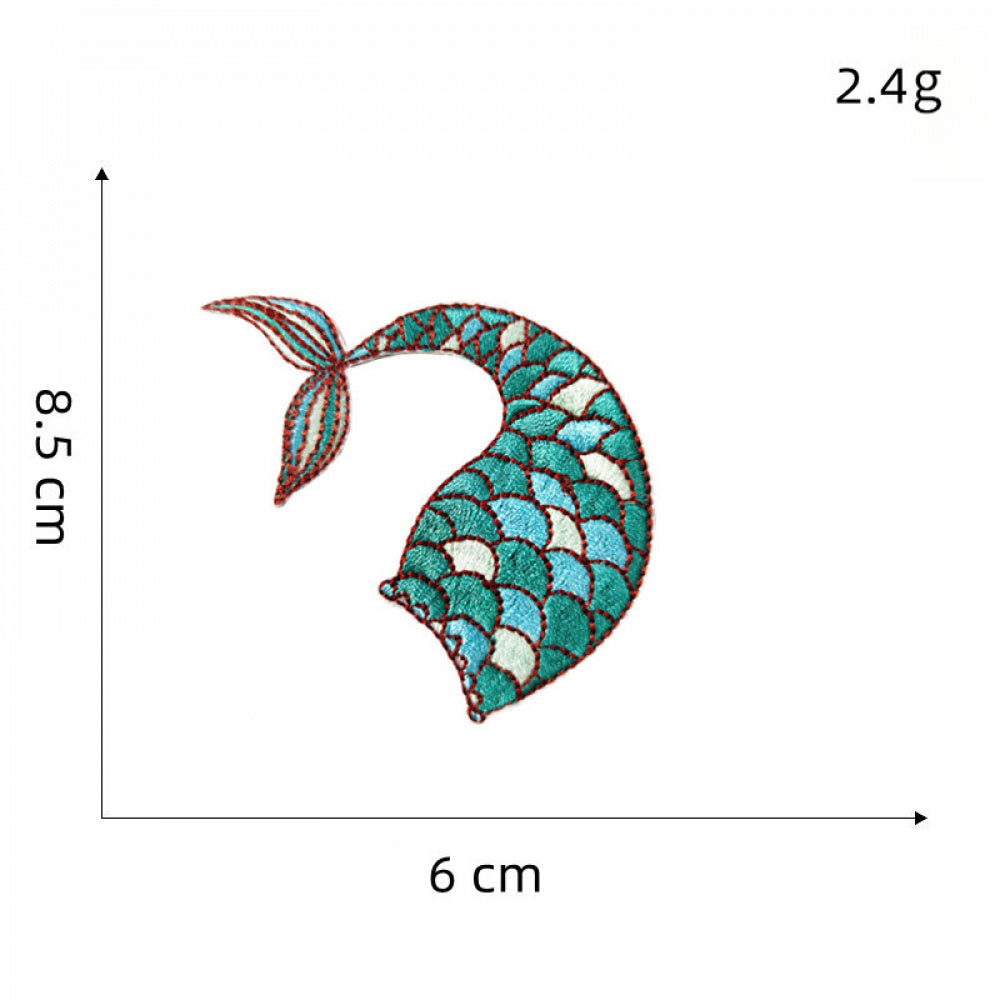 mermaid tail embroidered patches colorful ocean peel and stick