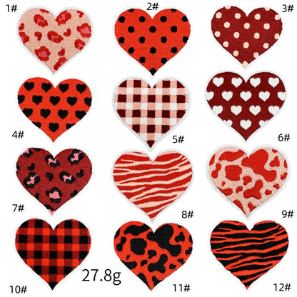 heart embroidered patches plaid polka dot animal print iron on