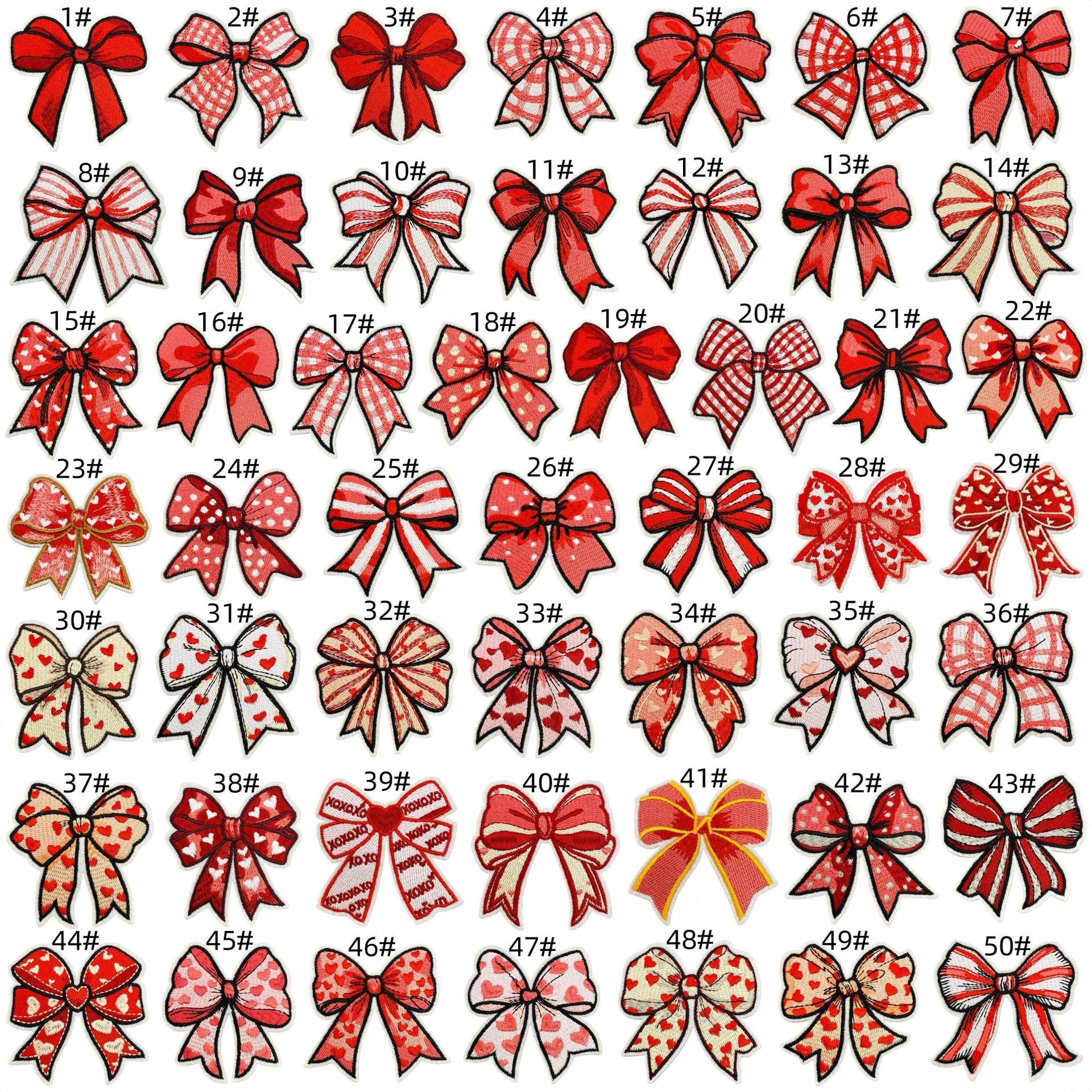 red bow embroidered patches iron on multicolor