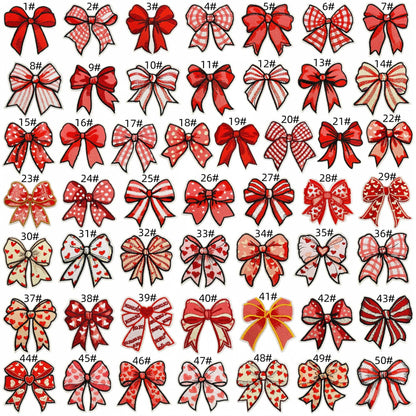 red bow embroidered patches iron on multicolor
